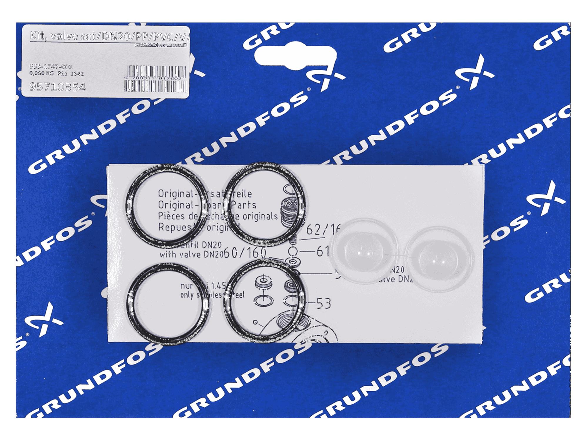 Grundfos 95710354, Valve Set Kit DN20 PP PVC V G
