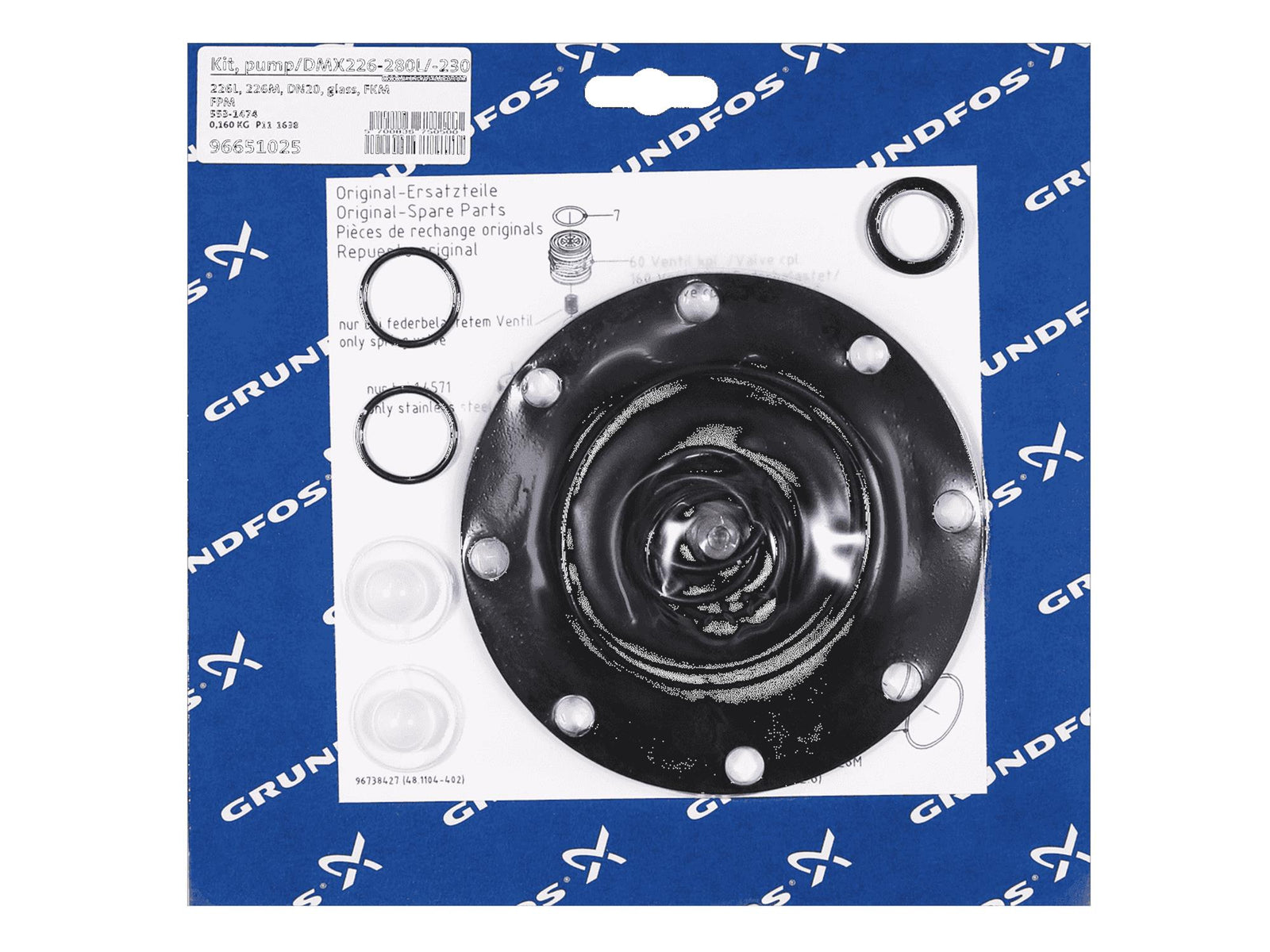 Grundfos 96651025, Pump Kit for DMX226-280L and 230M with PP PVC V G
