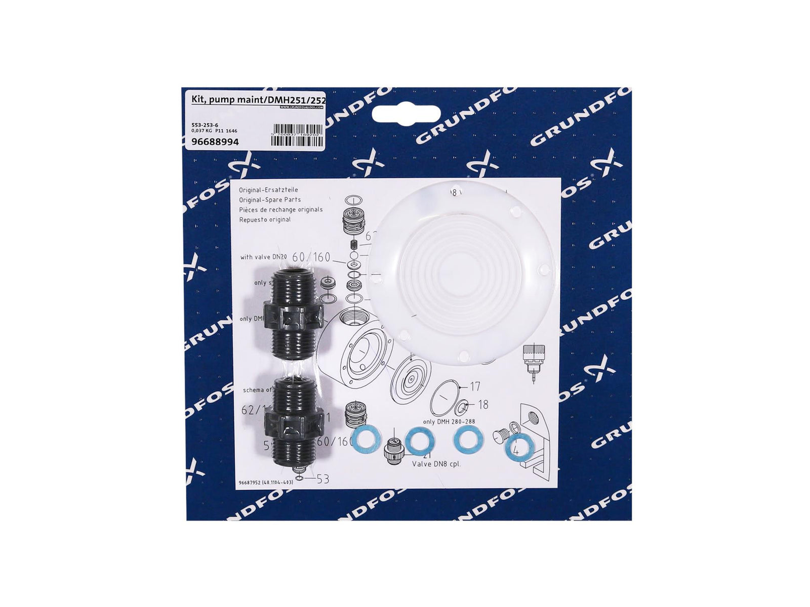 Grundfos 96688994, Maintenance Kit for Pump DMH251/252 PVC C