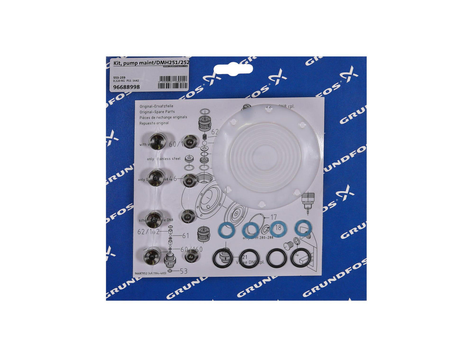Grundfos 96688998, Maintenance Kit for Pump DMH251/252 SS V SS
