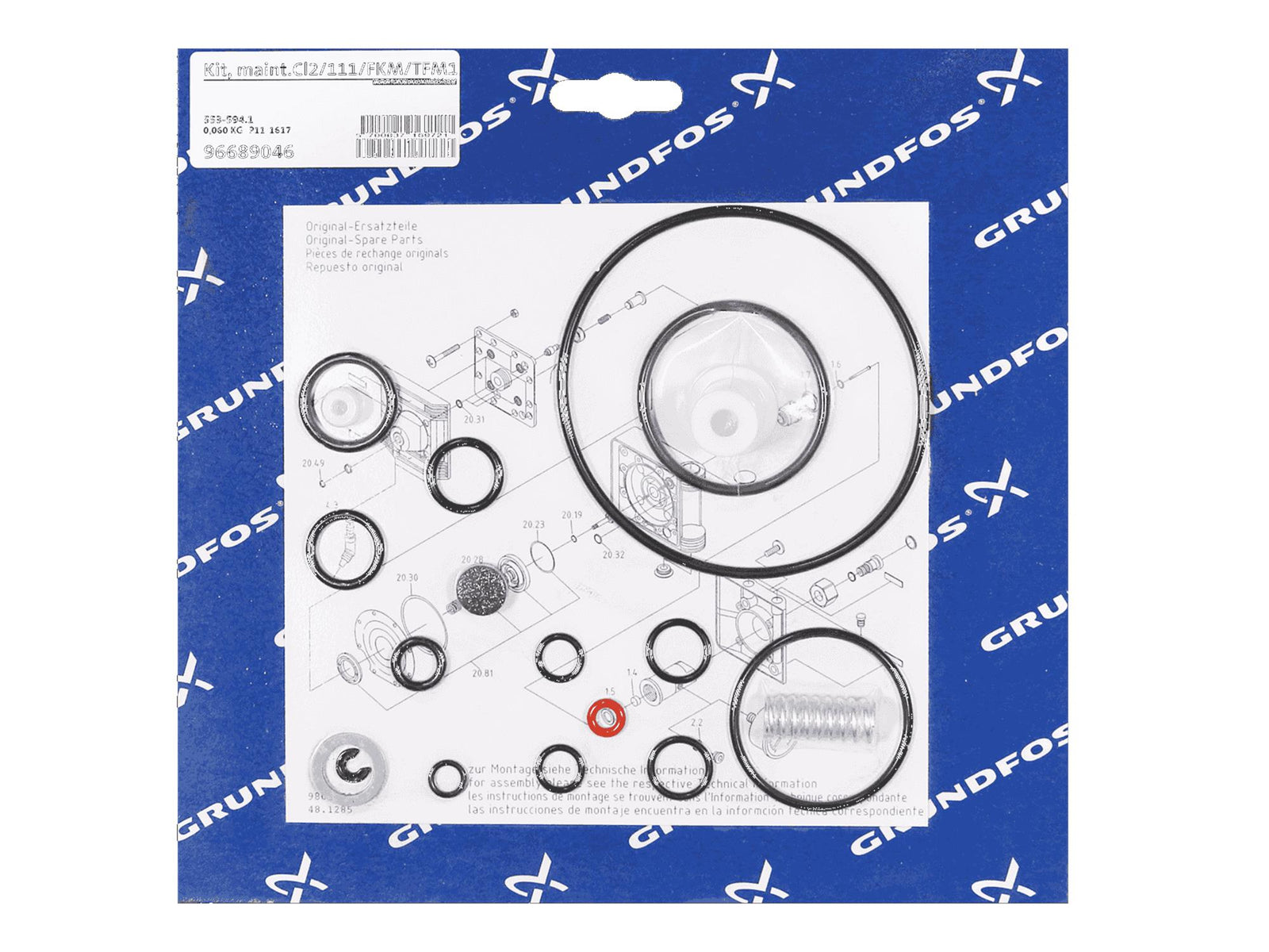 Grundfos 96689046, Maintenance Kit Cl2/111/FKM/TFM1700 Adjustable Spring