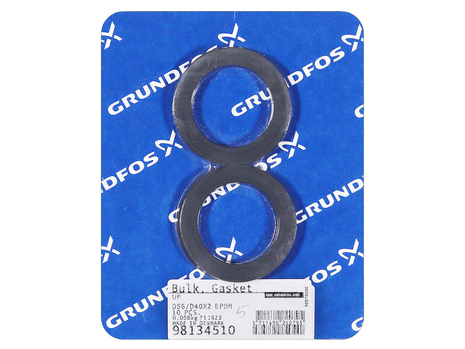 Grundfos 98134510, Gasket D56/D40x2 EPDM Bulk Pack of 10 Pieces