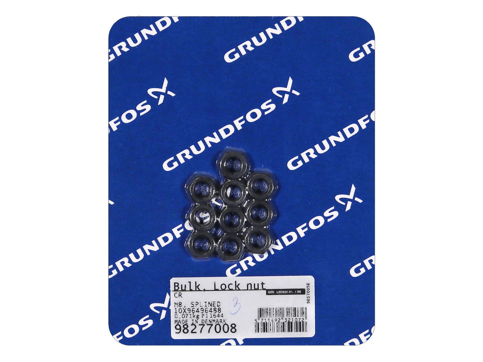 Grundfos 98277008, Bulk Pack Lock Nut Shaft M8 Splined