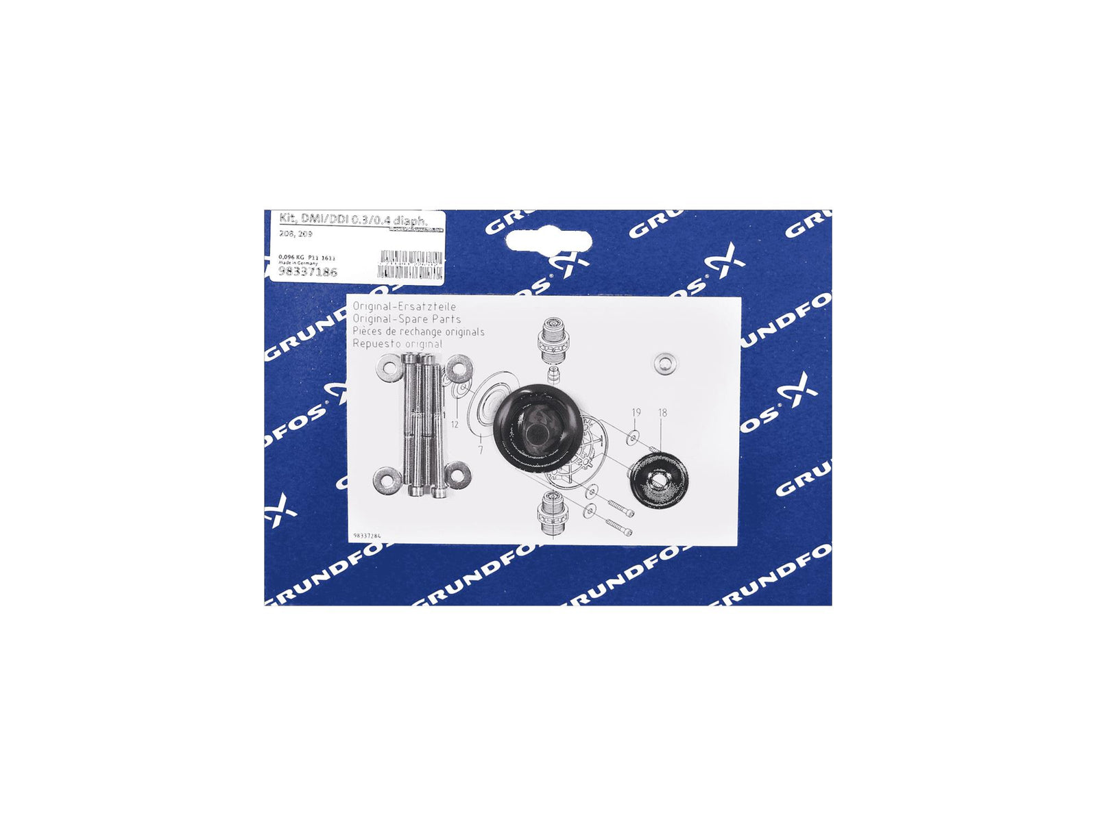Grundfos 98337186, DMI/DDI 0.3/0.4 Diaphragm Kit