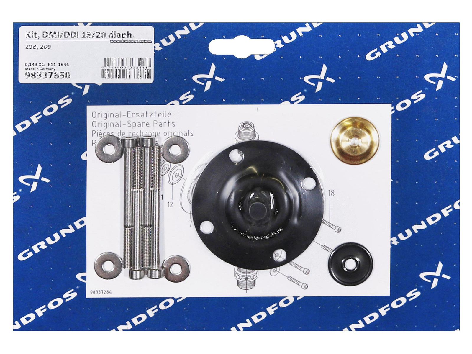 Grundfos 98337650, DMI/DDI 18/20 Diaphragm Kit