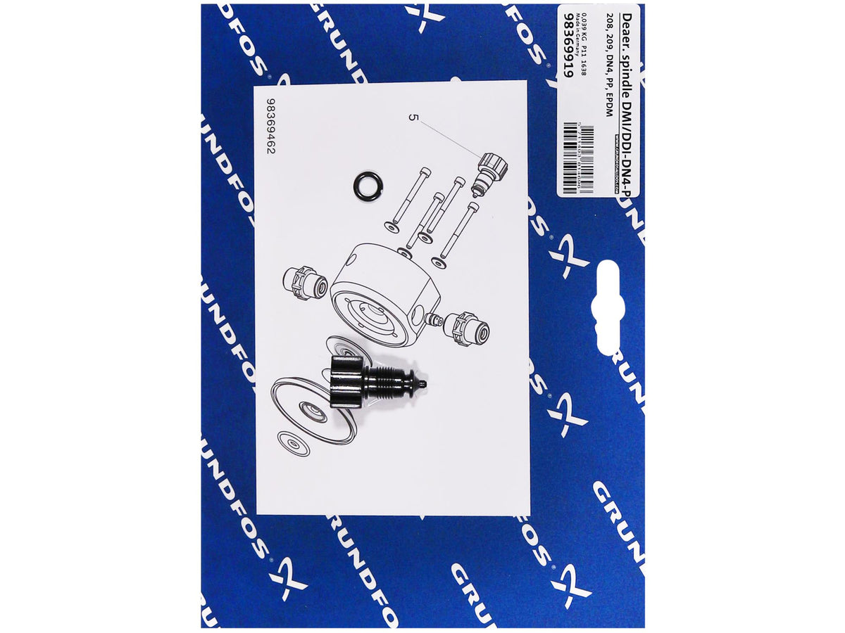 Grundfos 98369919, Deaeration Spindle DMI/DDI-DN4-PVC/V Fitting