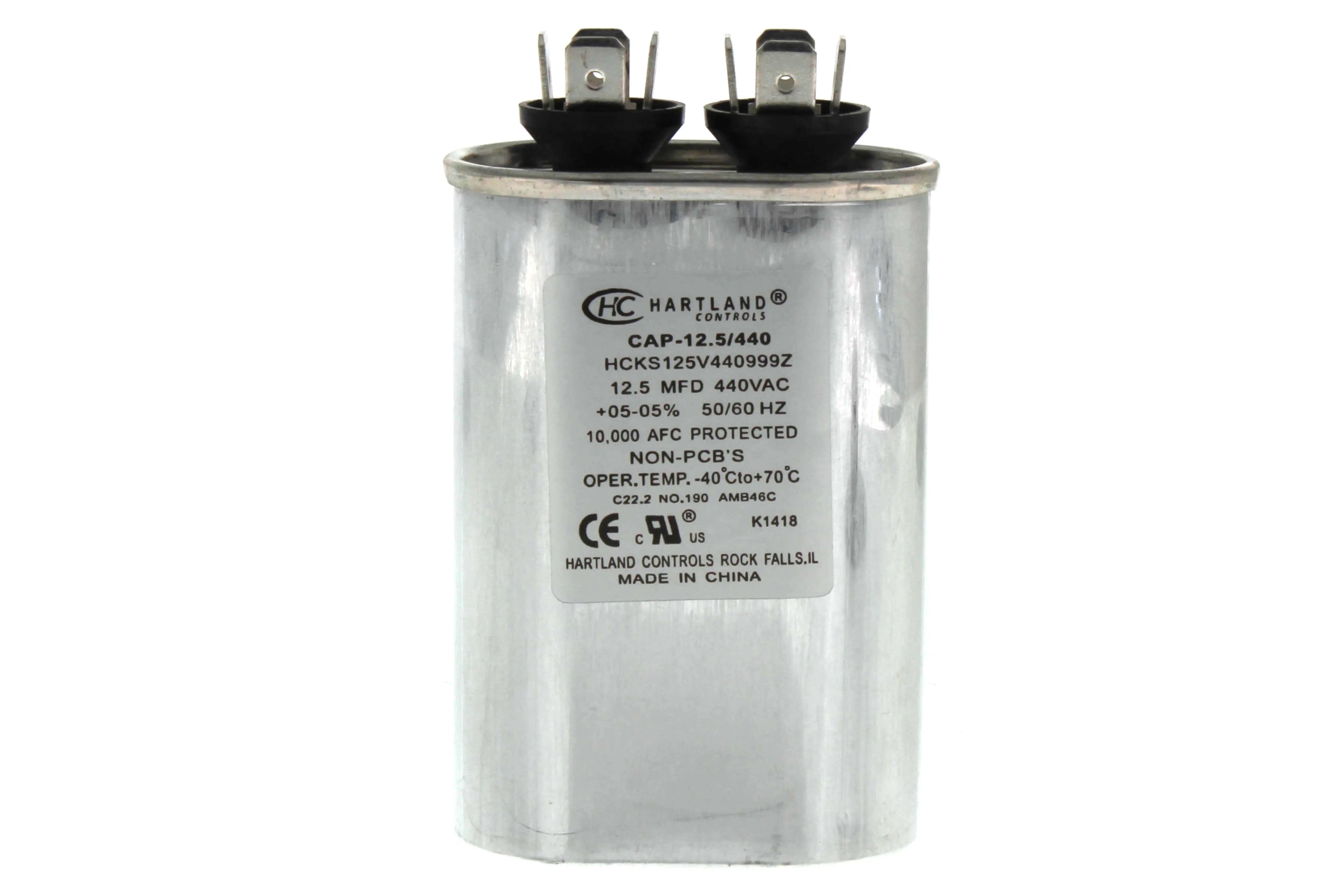 Hartland Controls CAP-12.5/440, 12.5 µF 370/440V Oval Run Capacitor