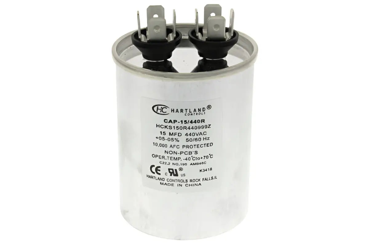 Hartland Controls CAP-15/440R, 15MFD 370/440V Round Run Capacitor
