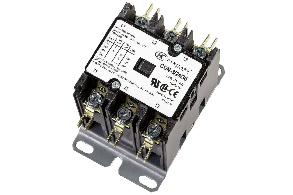 Hartland Controls CON-3/24/30, 3P 24V 30A Contactor