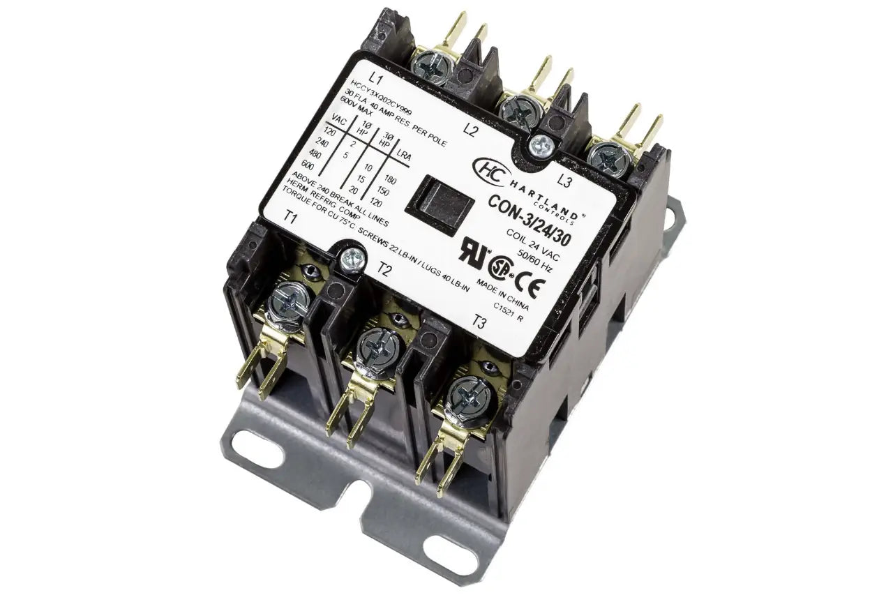 Hartland Controls CON-3/24/30, 3P 24V 30A Contactor