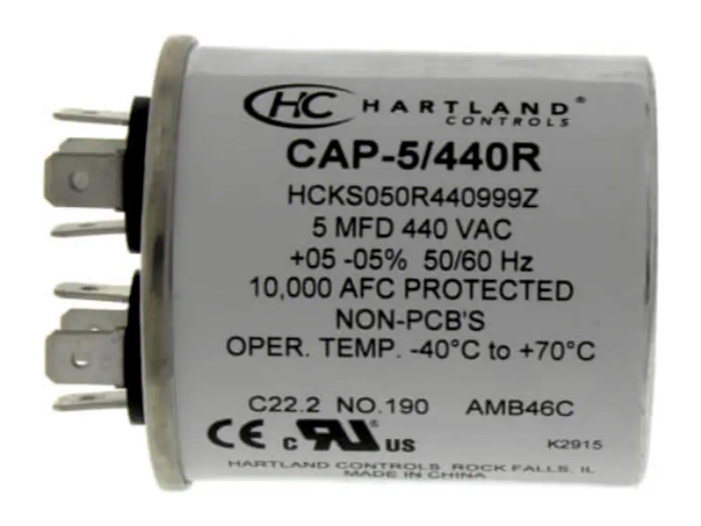 Hartland Controls CAP-5/440R, 5 MFD 370/440V Round Run Capacitor