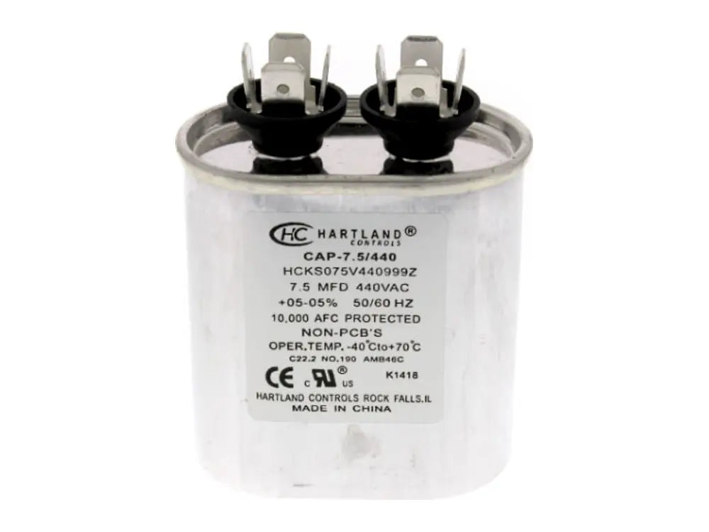 Hartland Controls CAP-7.5/440, 7.5 MFD, 370/440 V Oval Run Cap