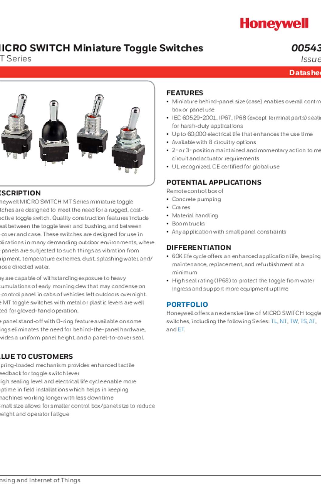 Honeywell 2MT1-5 Datasheet