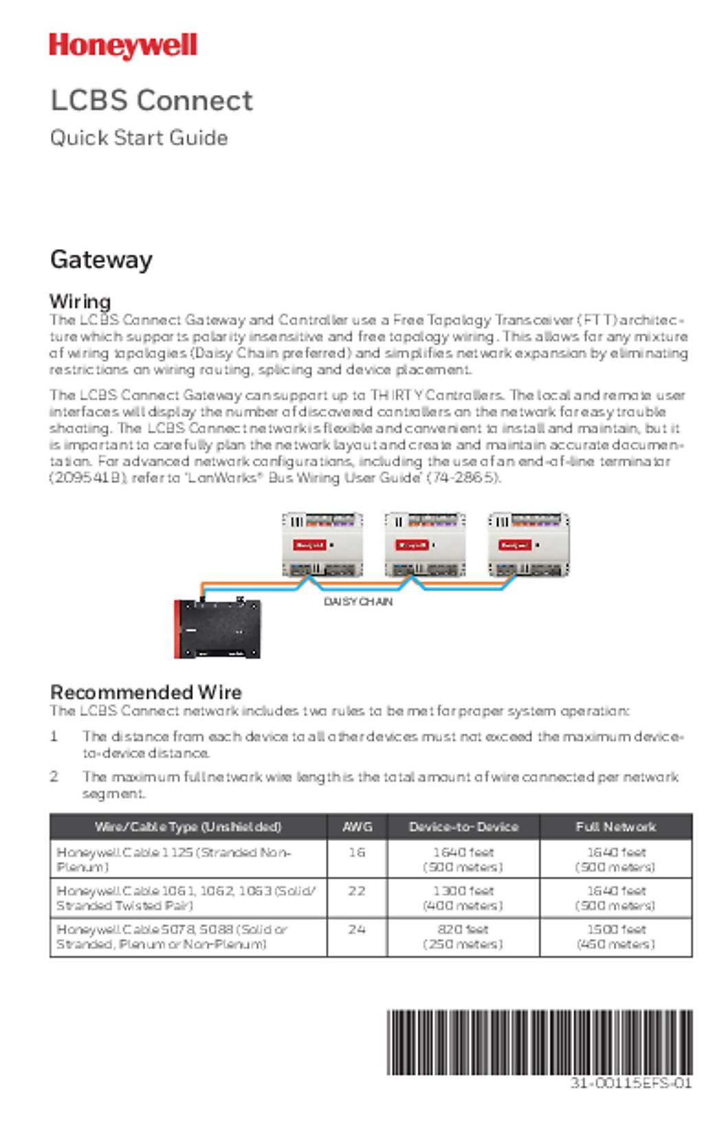Honeywell 31-00115EFS-01 - LCBS Connect