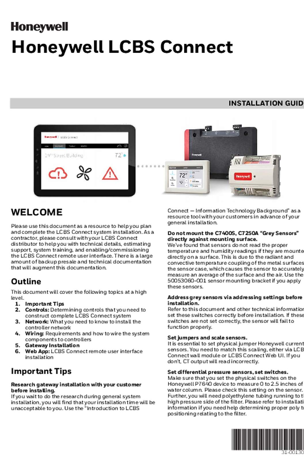 Honeywell 31-00130—01 - Honeywell LCBS Connect