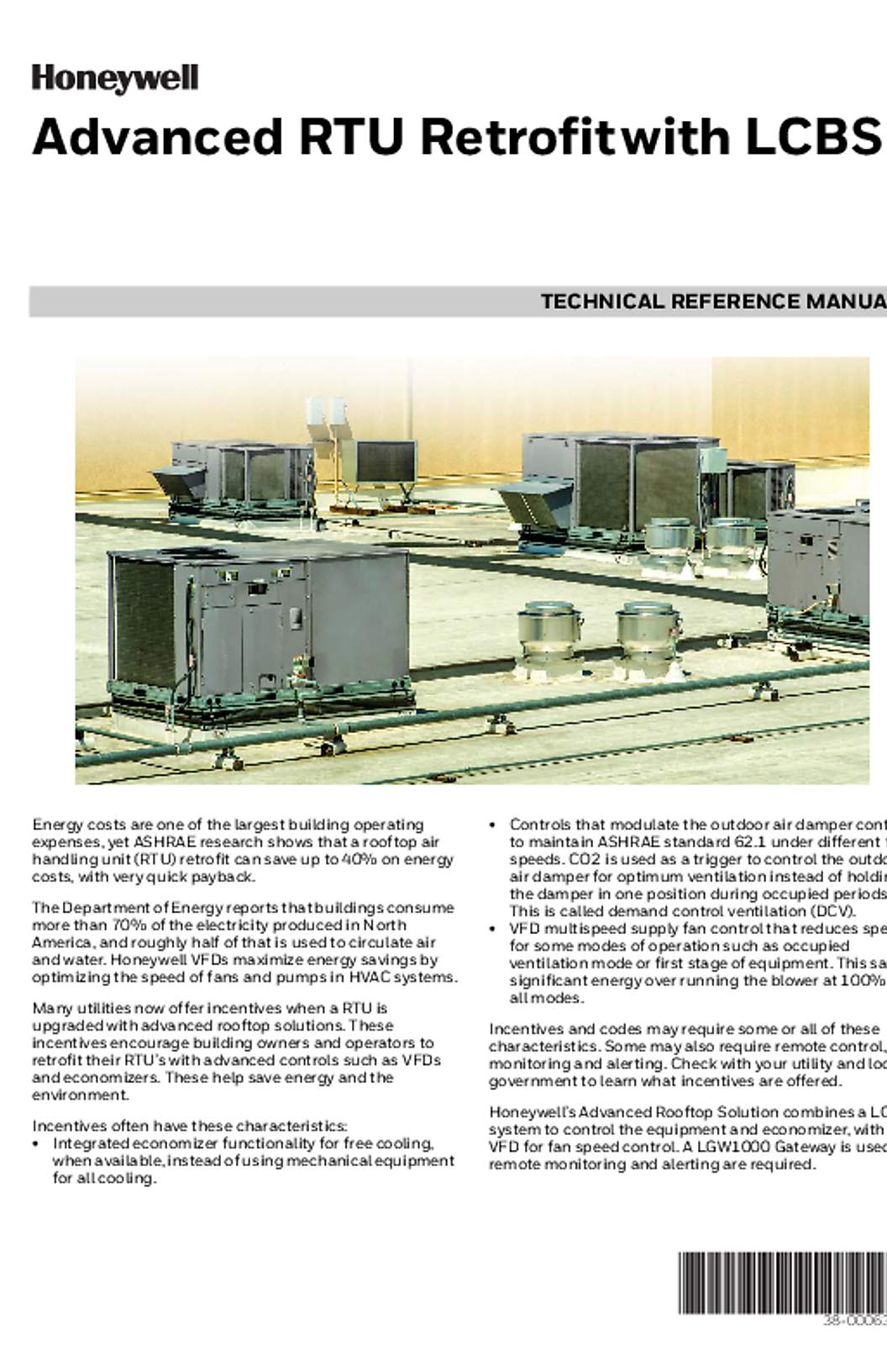 Honeywell 38-00063—01 - Advanced RTU Retrofit with LCBS