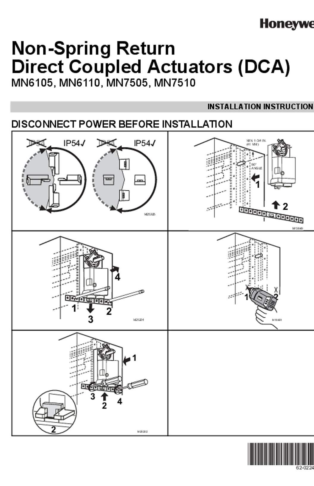 Honeywell 62-0224—05 - Non-Spring Return Direct Coupled Actuators (DCA)