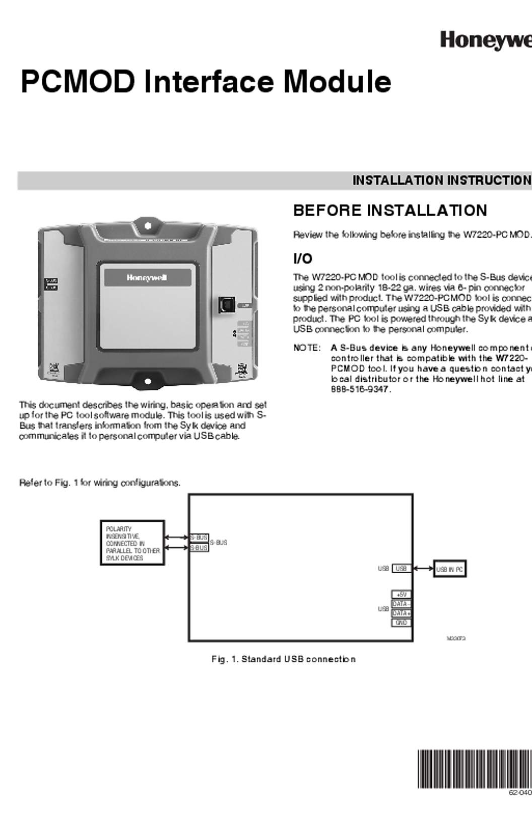 Honeywell 62-0409—07 - PCMOD Interface Module