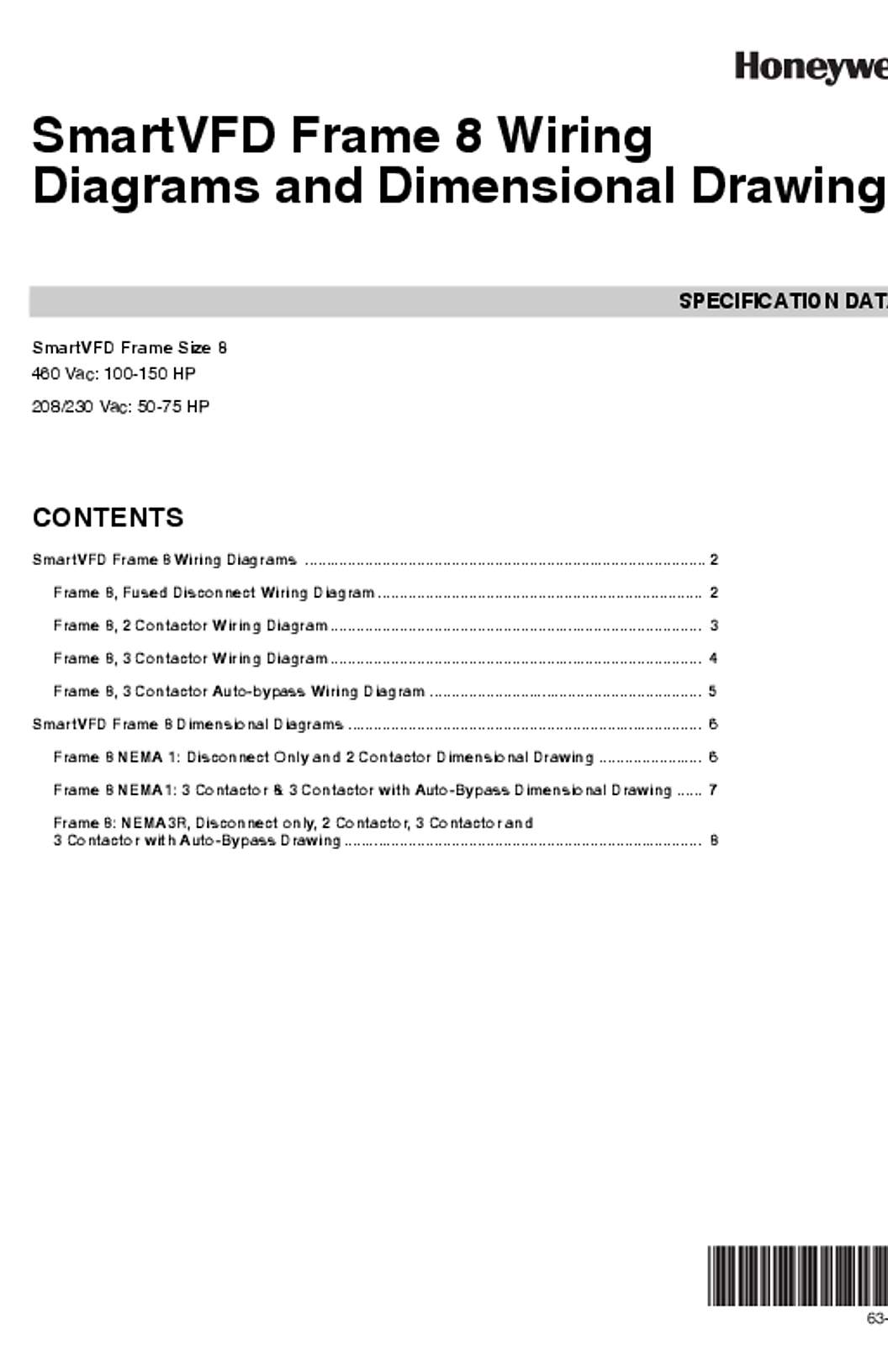 Honeywell 63-1375—01 - SmartVFD Frame 8 Wiring Diagrams and Dimensional Drawings