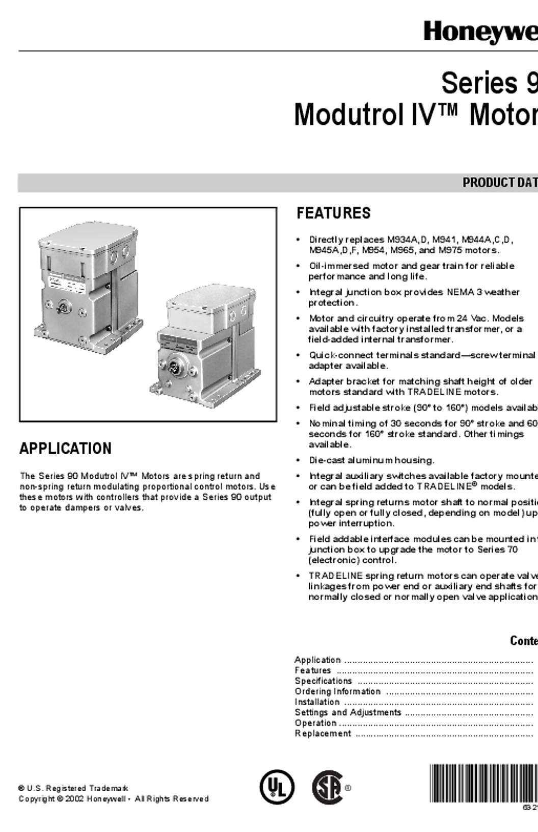 Honeywell 63-2190 - Series 90 Modutrol IV Motors