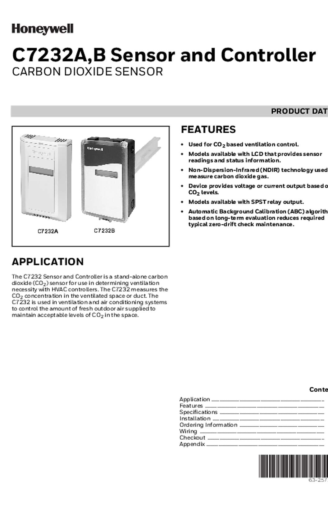 Honeywell 63-2571—16 - C7232A,B Sensor and Controller