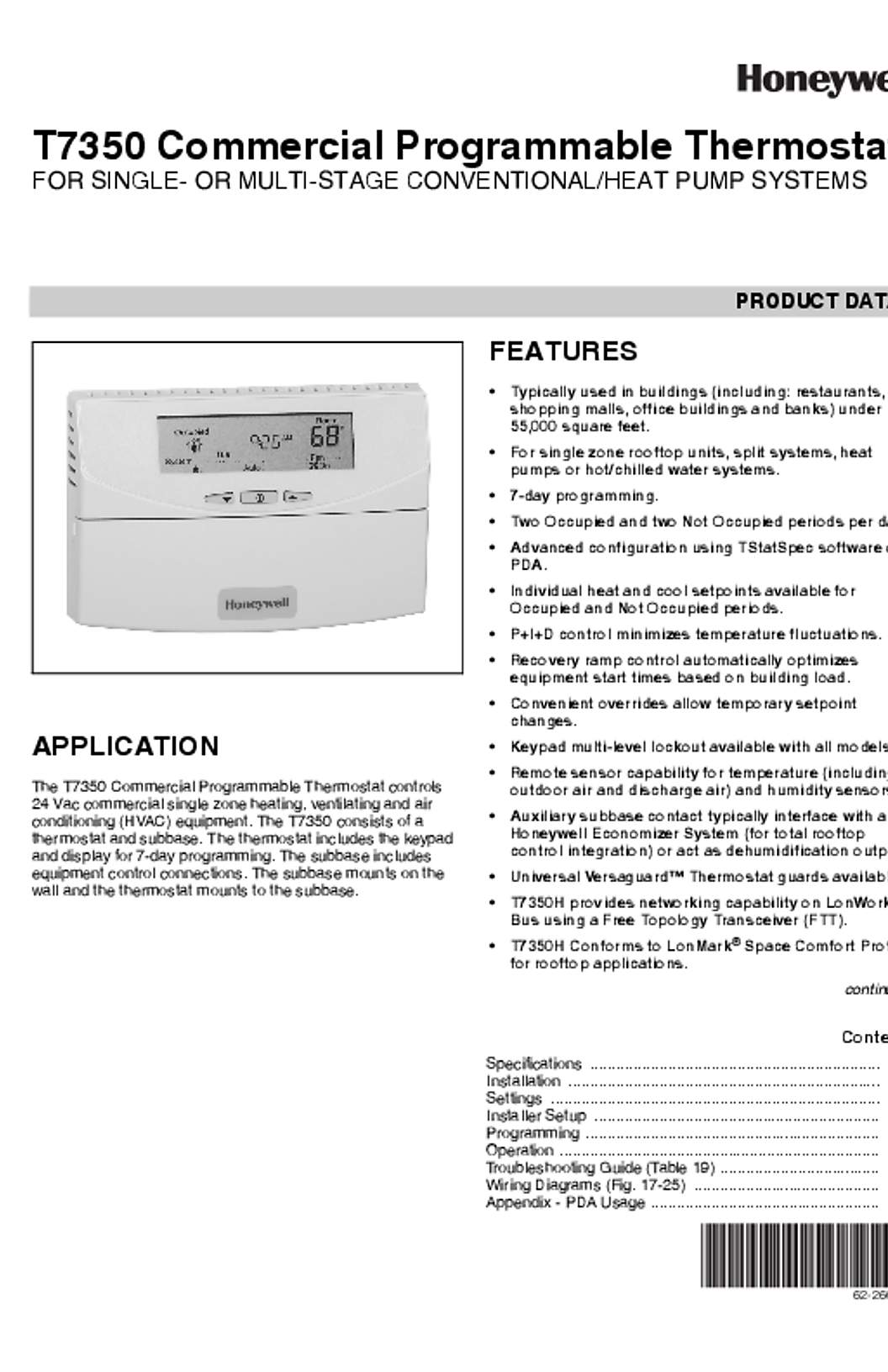 Honeywell 63-2605—09 - T7350 Commercial Programmable Thermostat