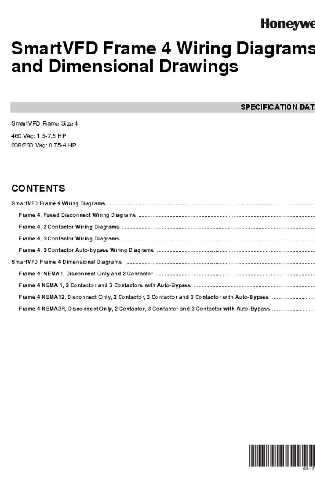 Honeywell 63-4379—02 - SmartVFD Frame 4 Wiring Diagrams and Dimensional Drawings