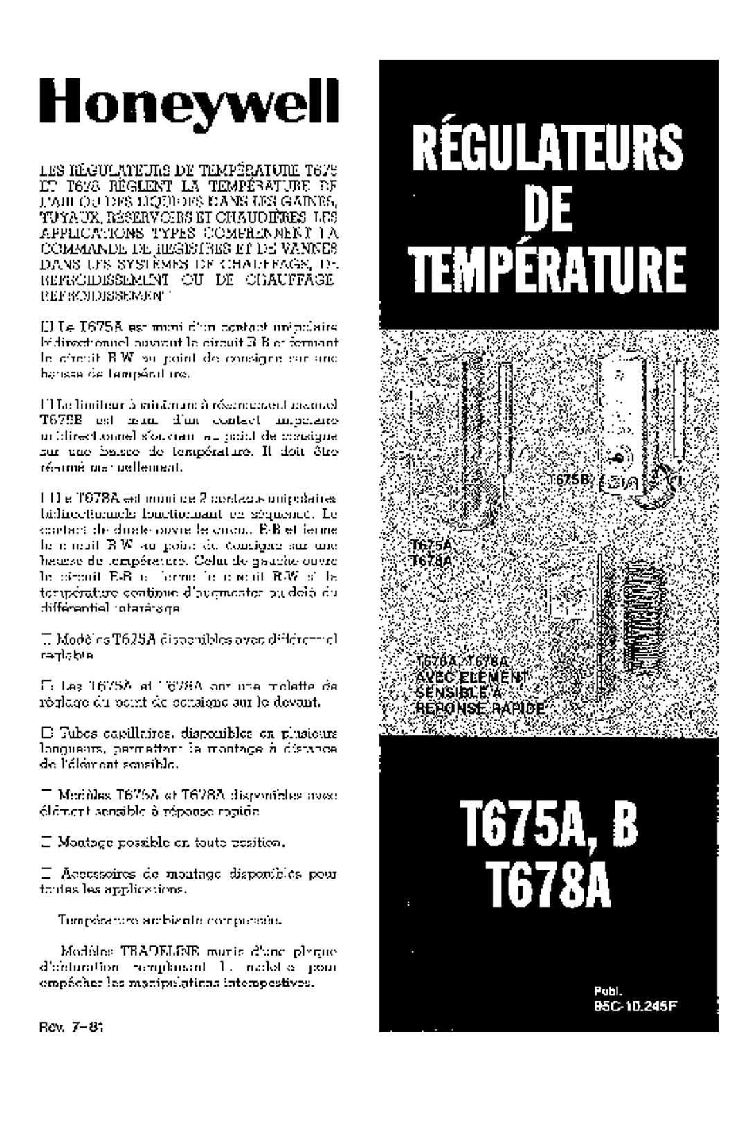 Honeywell T675A,B; T678A