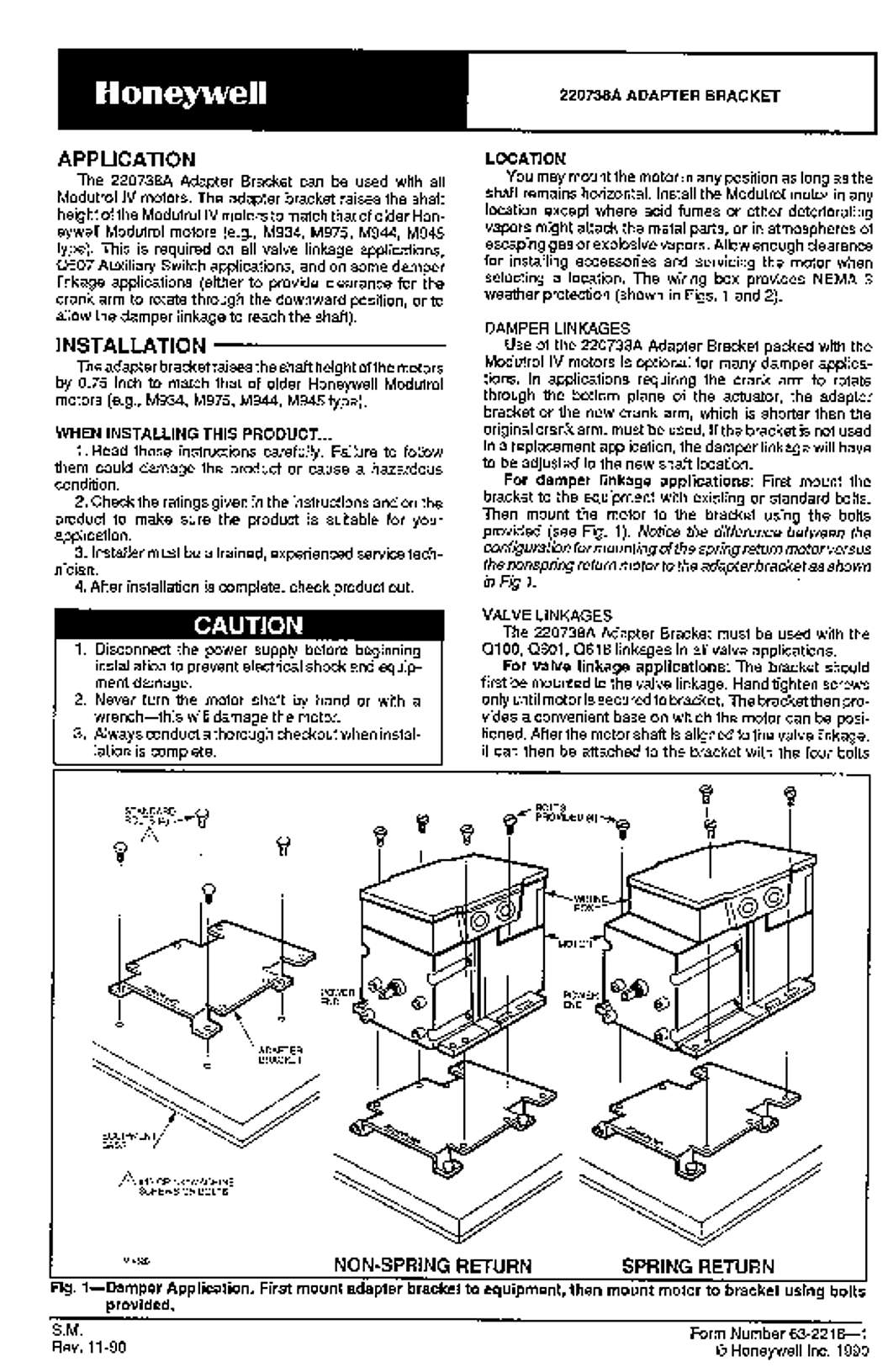 Honeywell 220738A ADAPTER BRACKET