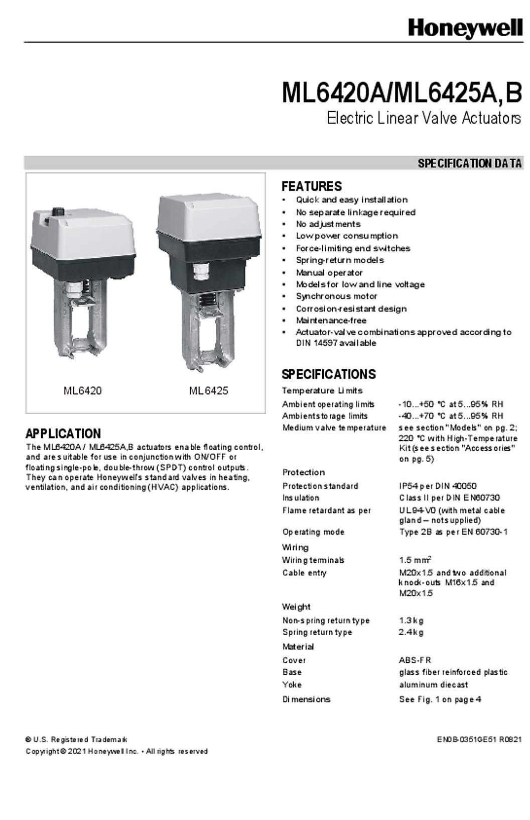 Honeywell Electric Linear Valve Actuators