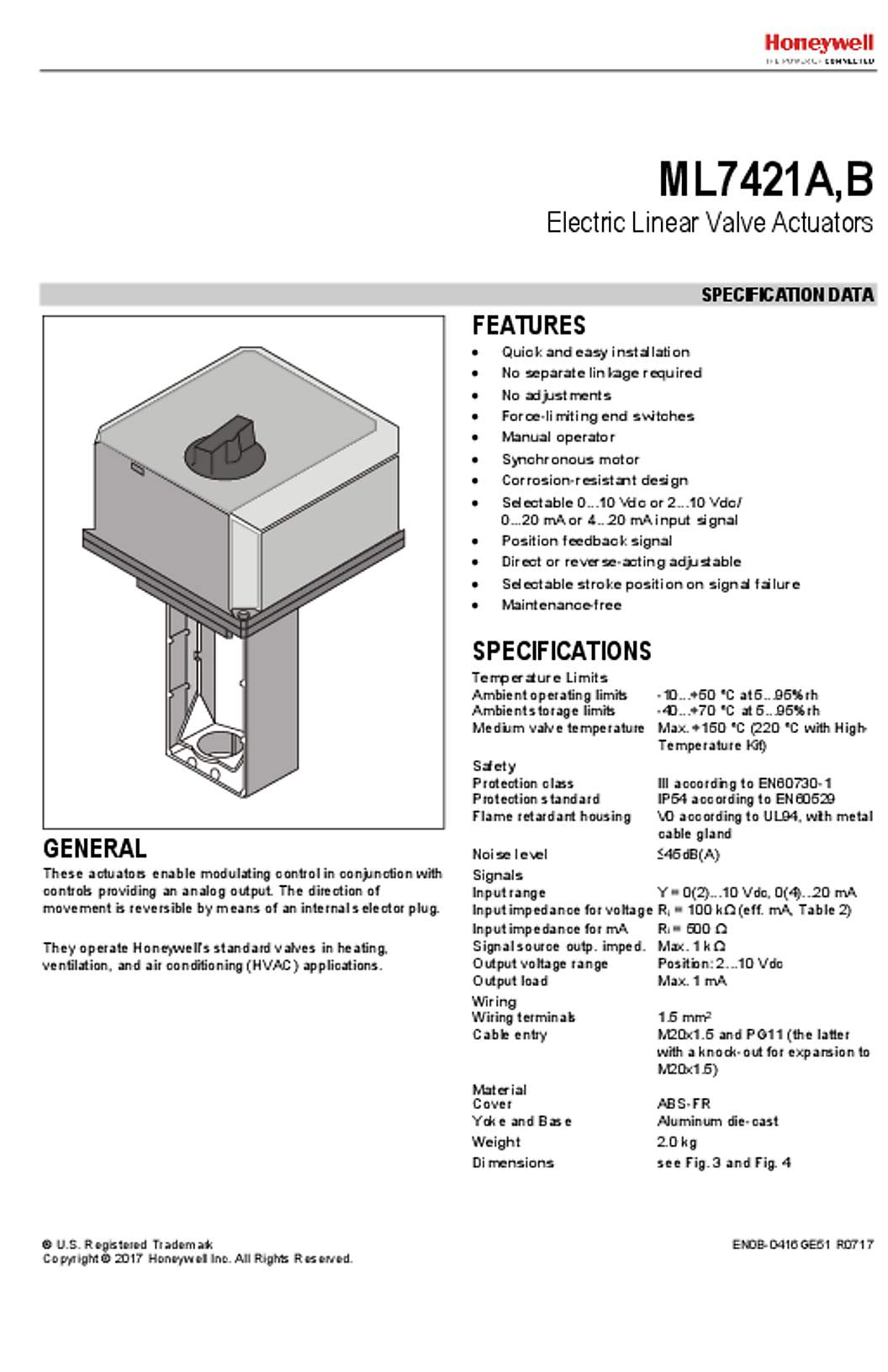 Honeywell Electric Linear Valve Actuators