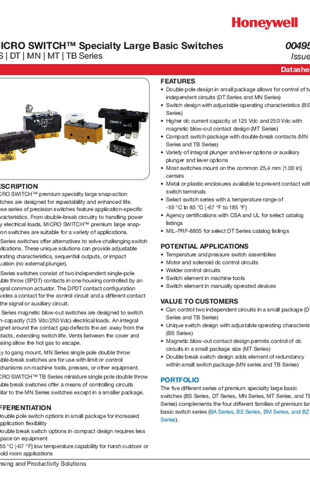 Honeywell MD3211-Q Datasheet
