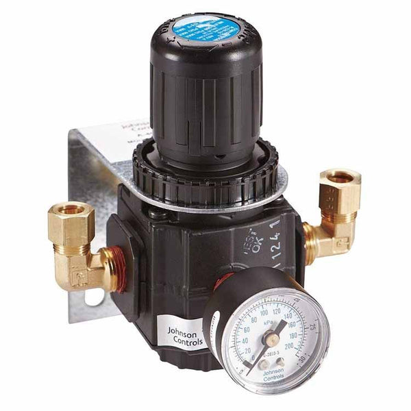 Johnson Controls A-4000-138 3/8" Pressure Regulating Valve with Bracket and Gauge, 0 to 30 PSI