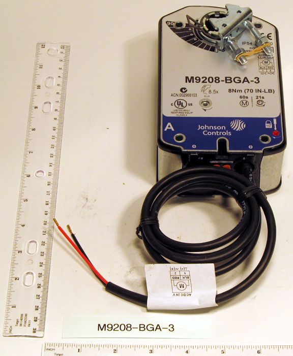 Johnson Controls M9208-BGA-3 70lbTrq Actuator, On/Off Control, Spring Return 24V