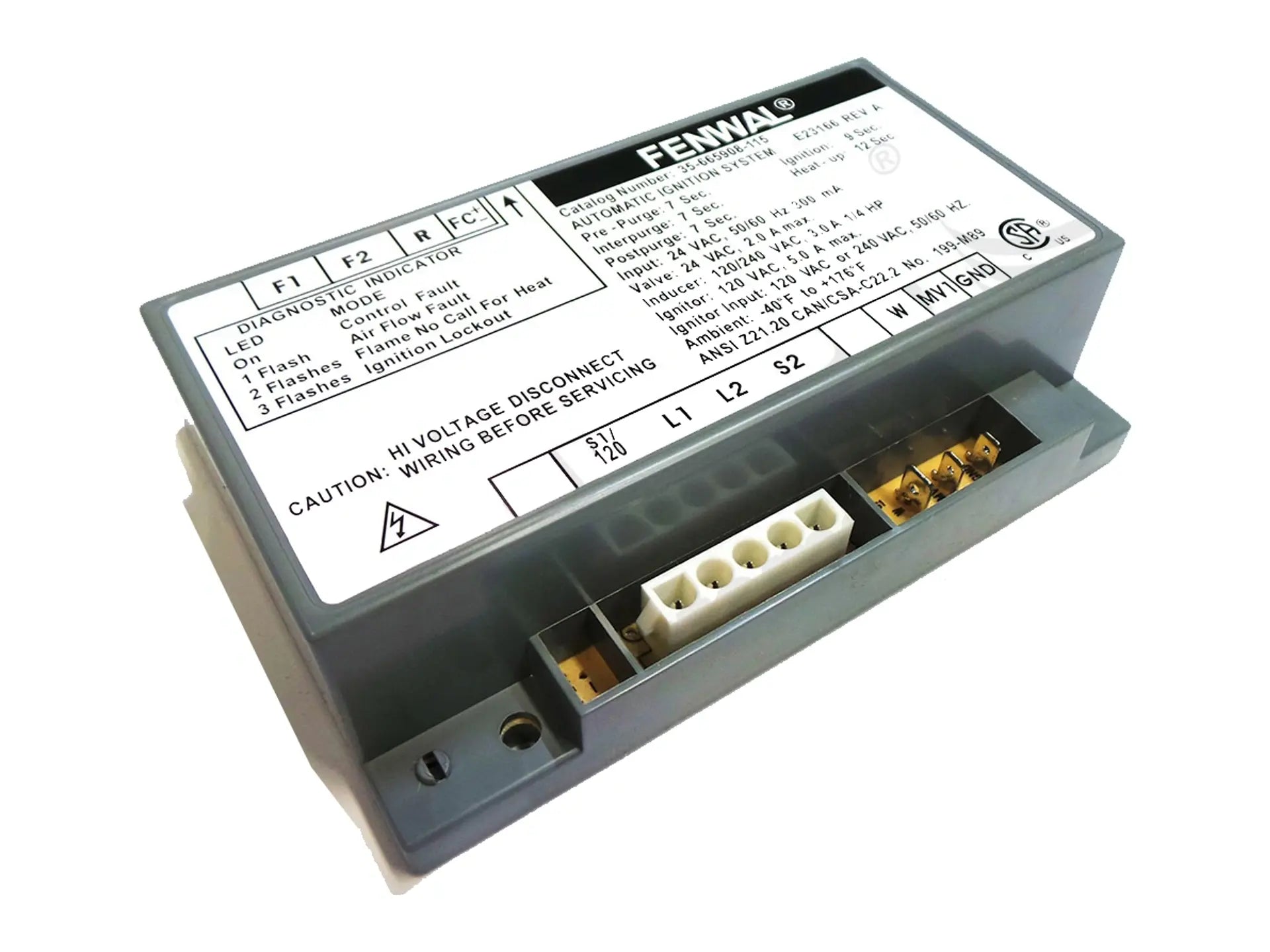 Laars 2400-441, 7s Pre-Purge/Inter-Purge/Post-Purge 9s Trial for Ignition 24V Ignition Module