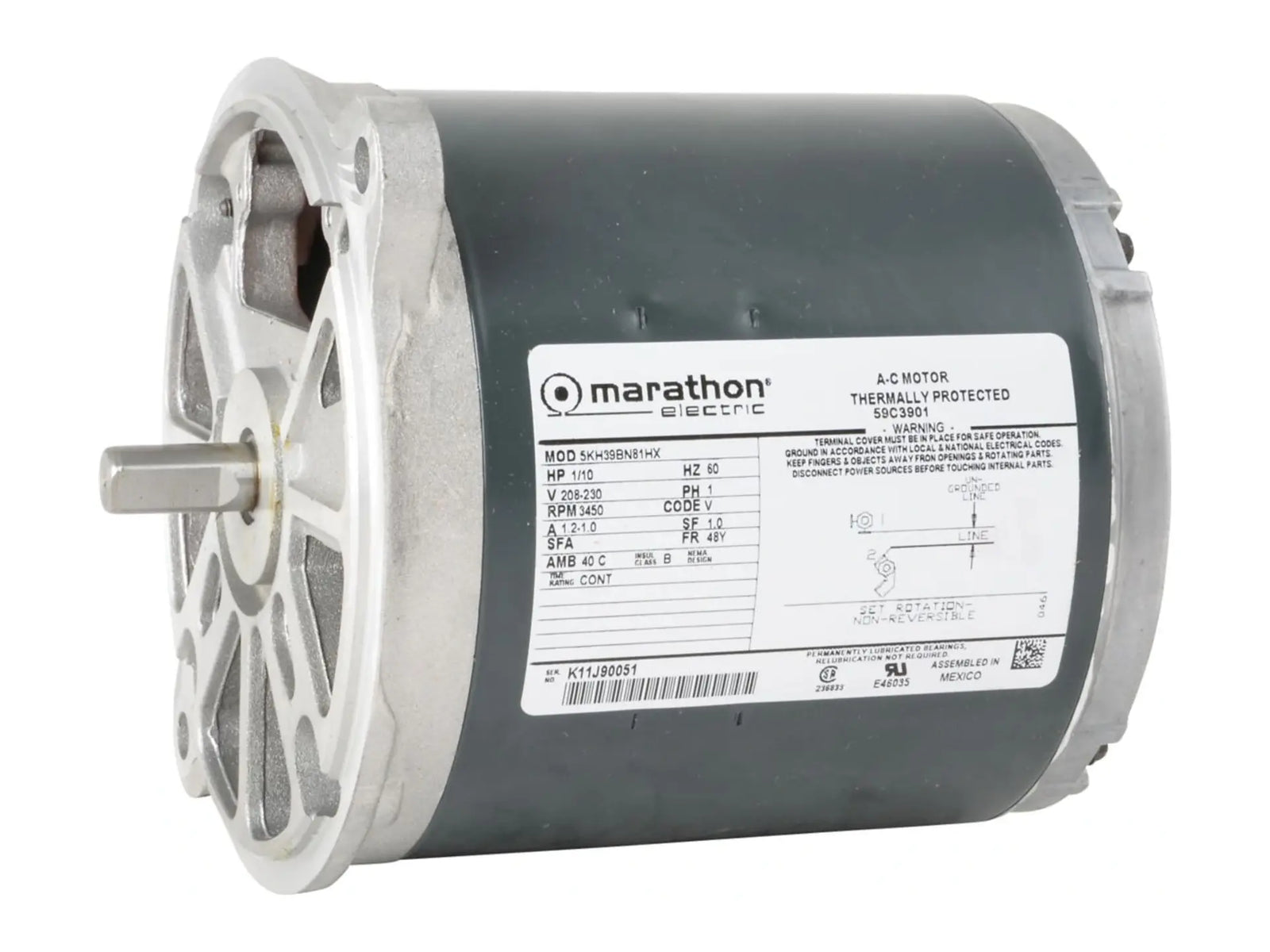 Lennox 59C39 1/10HP Single Phase Motor, 208-230V