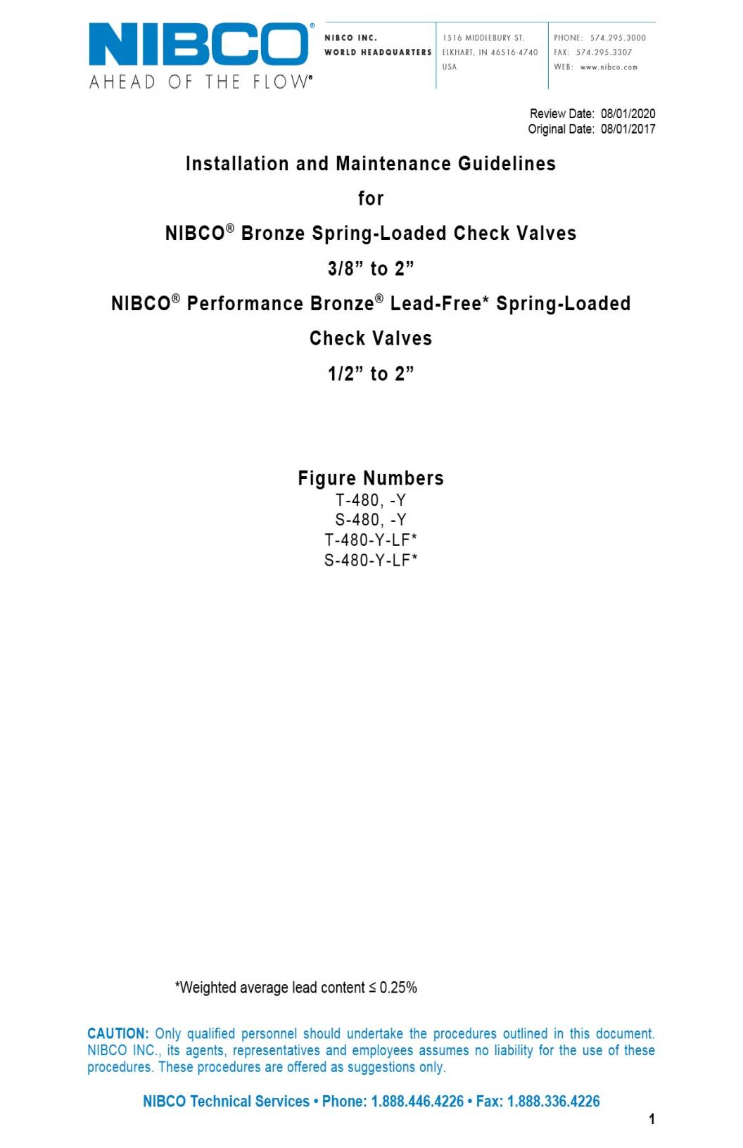 Bronze Spring Loaded Check Valves IOM Manual