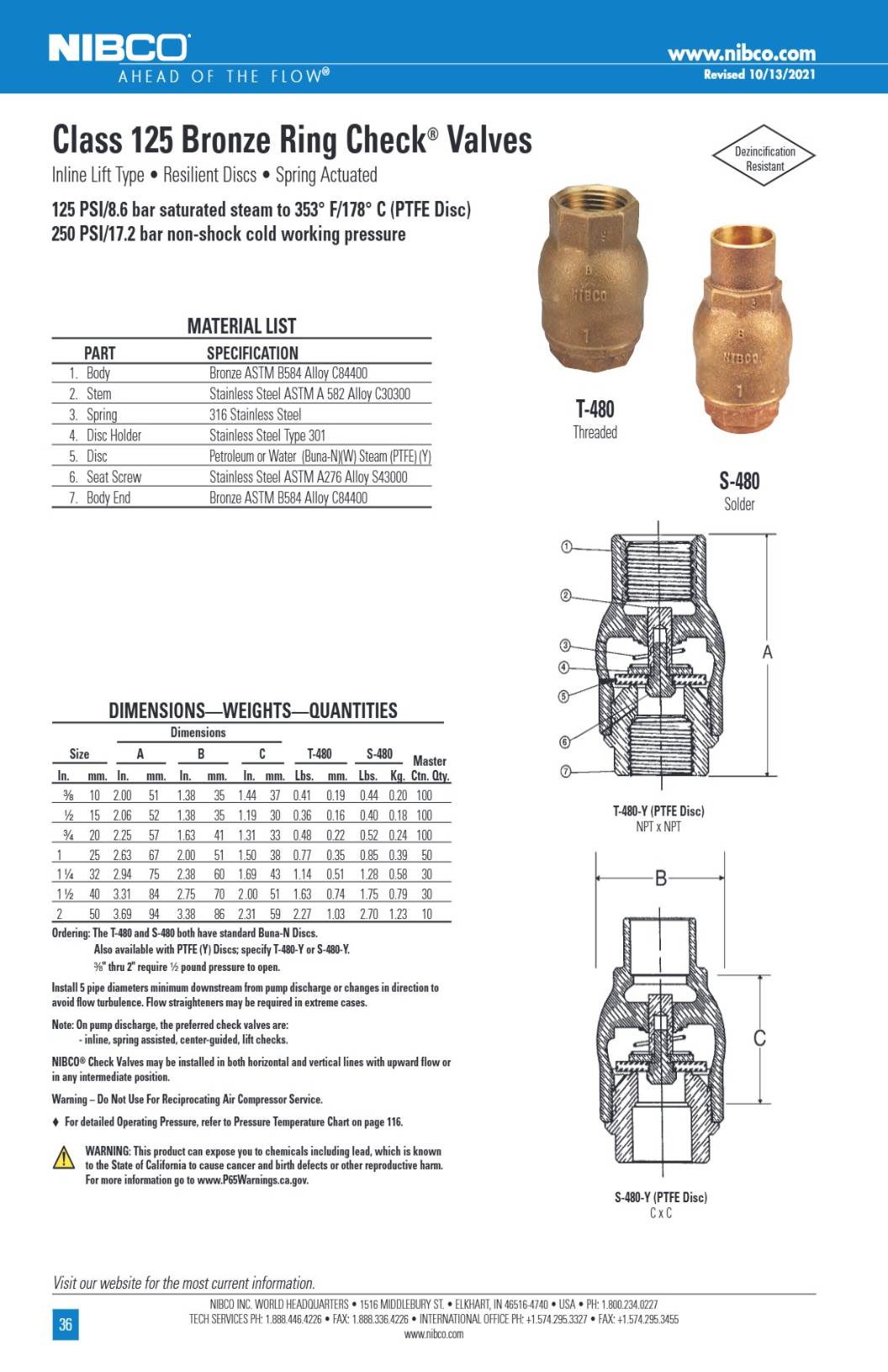 T S 480 Spec Sheet