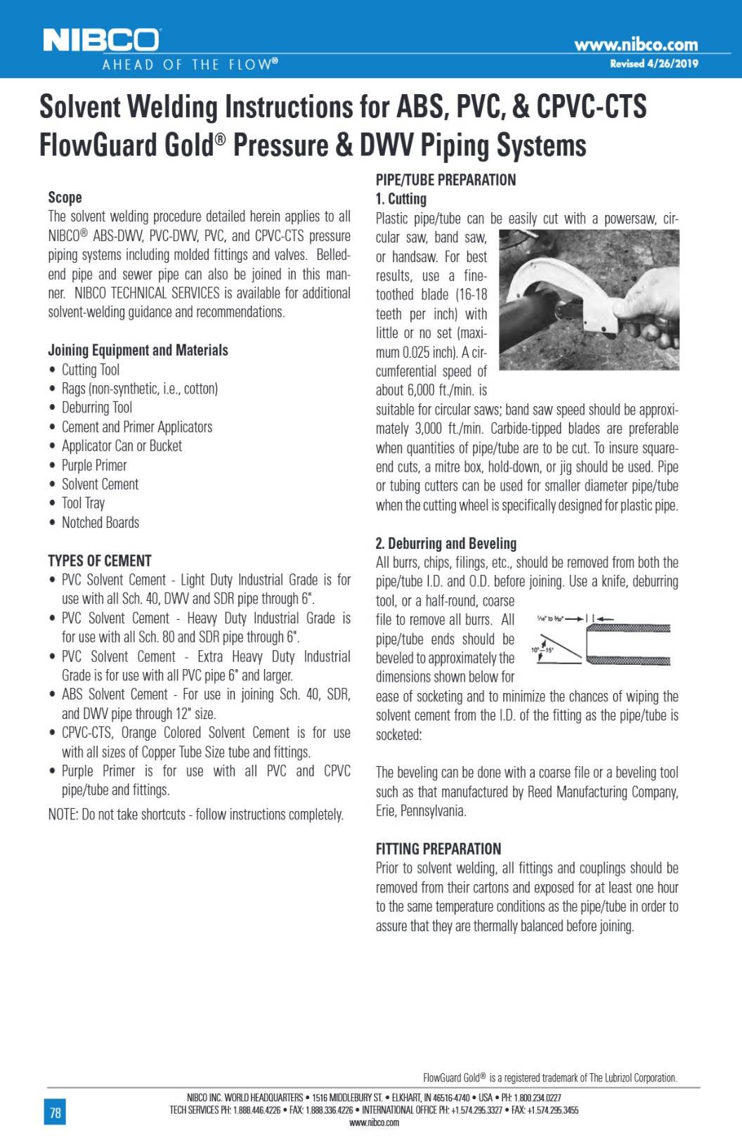 Plastic Fittings Installation Instructions