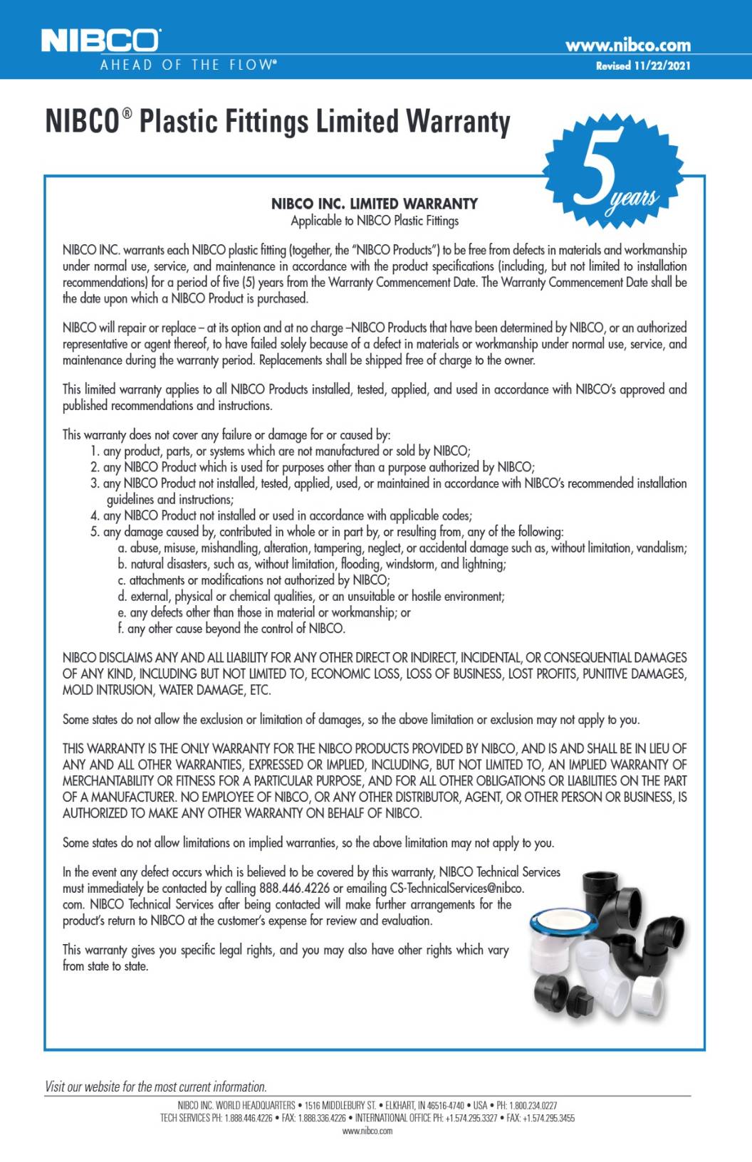 Plastic Fittings Warranty
