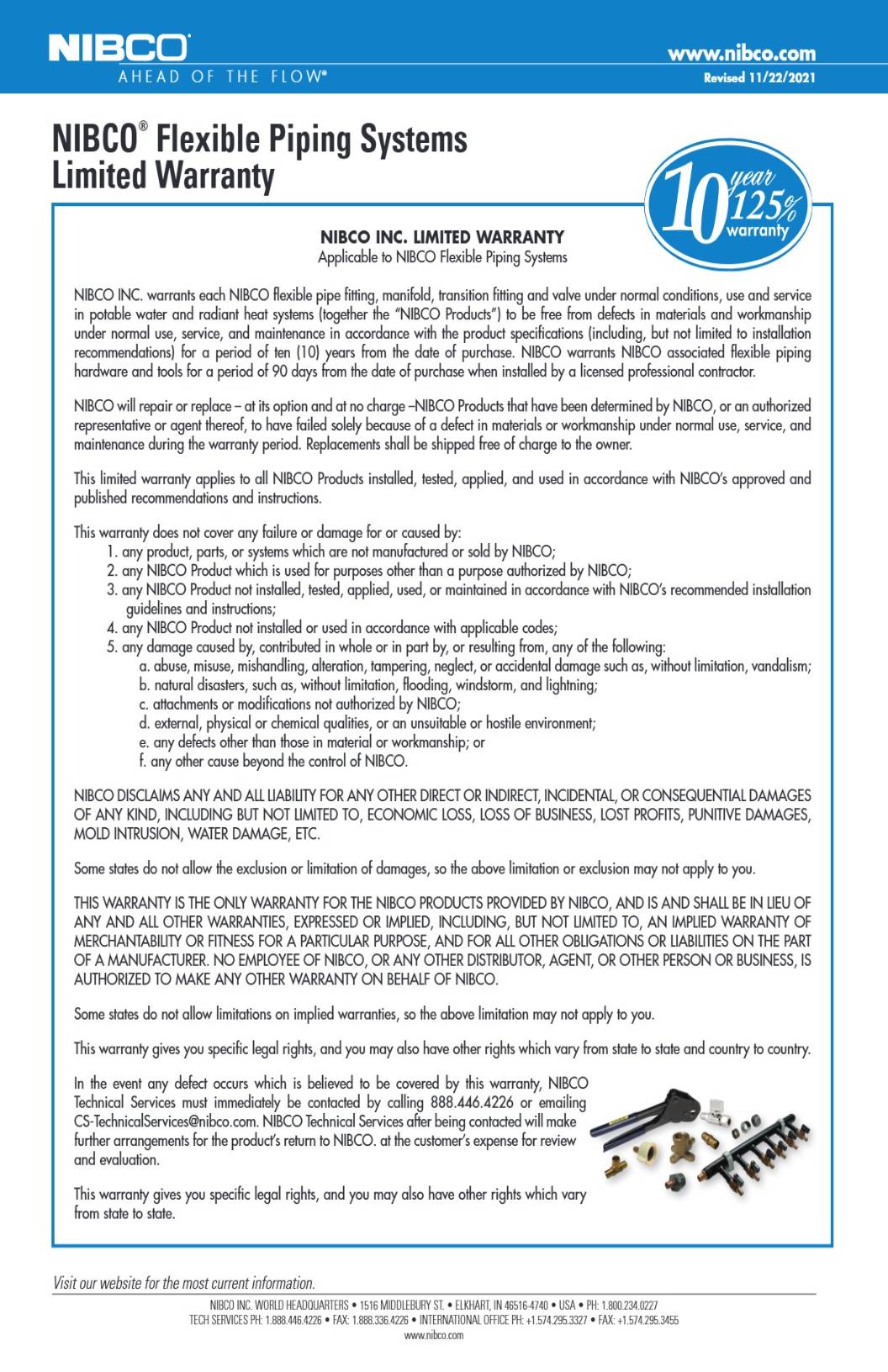 Flexible Piping System Warranty