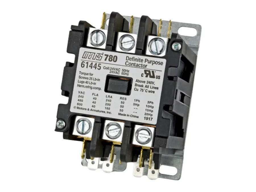 MARS 61445, 24V, 40A, 3 Pole DP Contactor