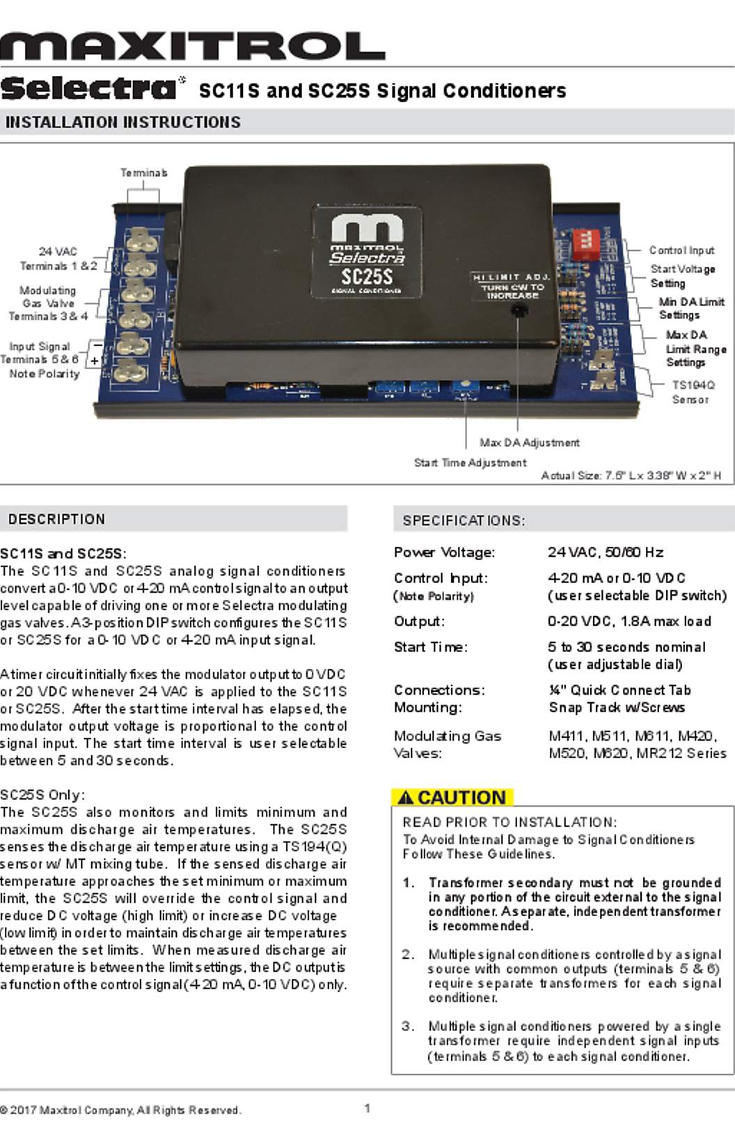 Maxitrol SC11-SC25S Installation