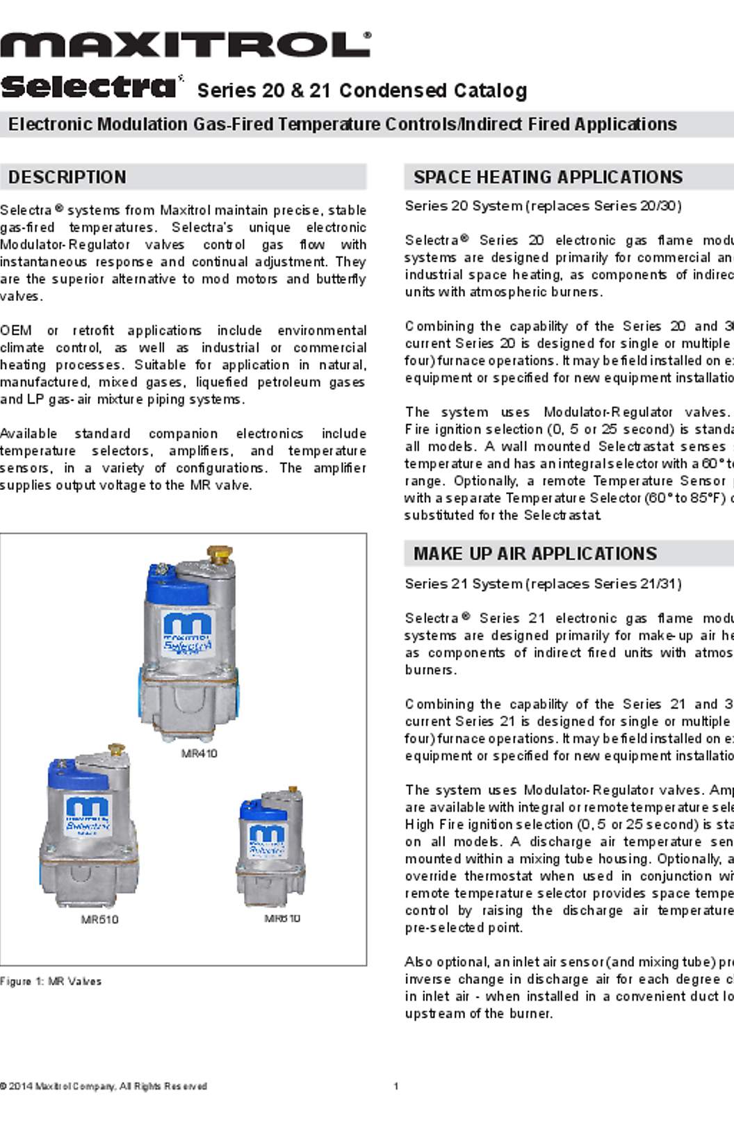 Maxitrol Selectra Series 20-21 Catalog