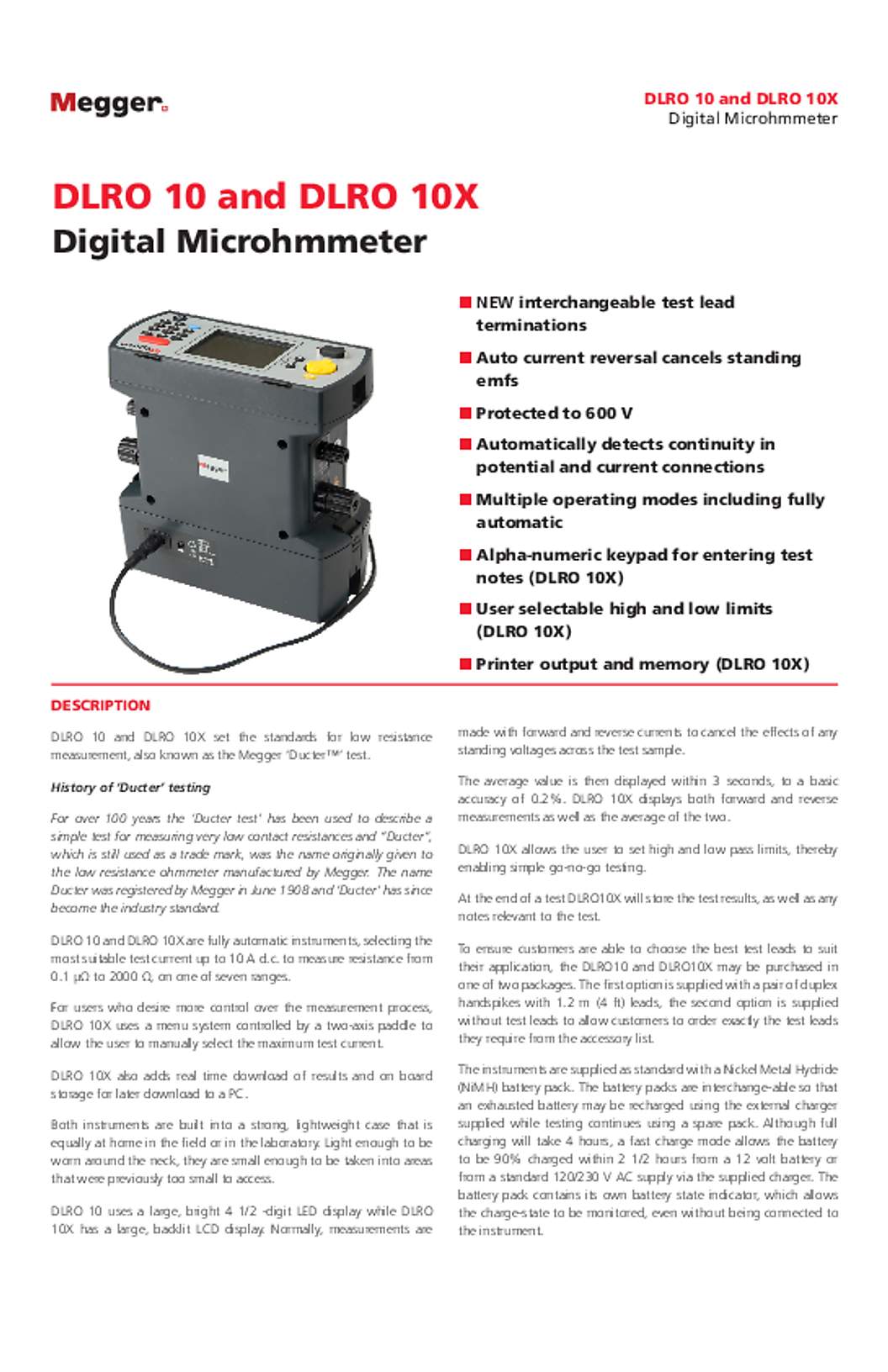 Megger 1006-598 Datasheet