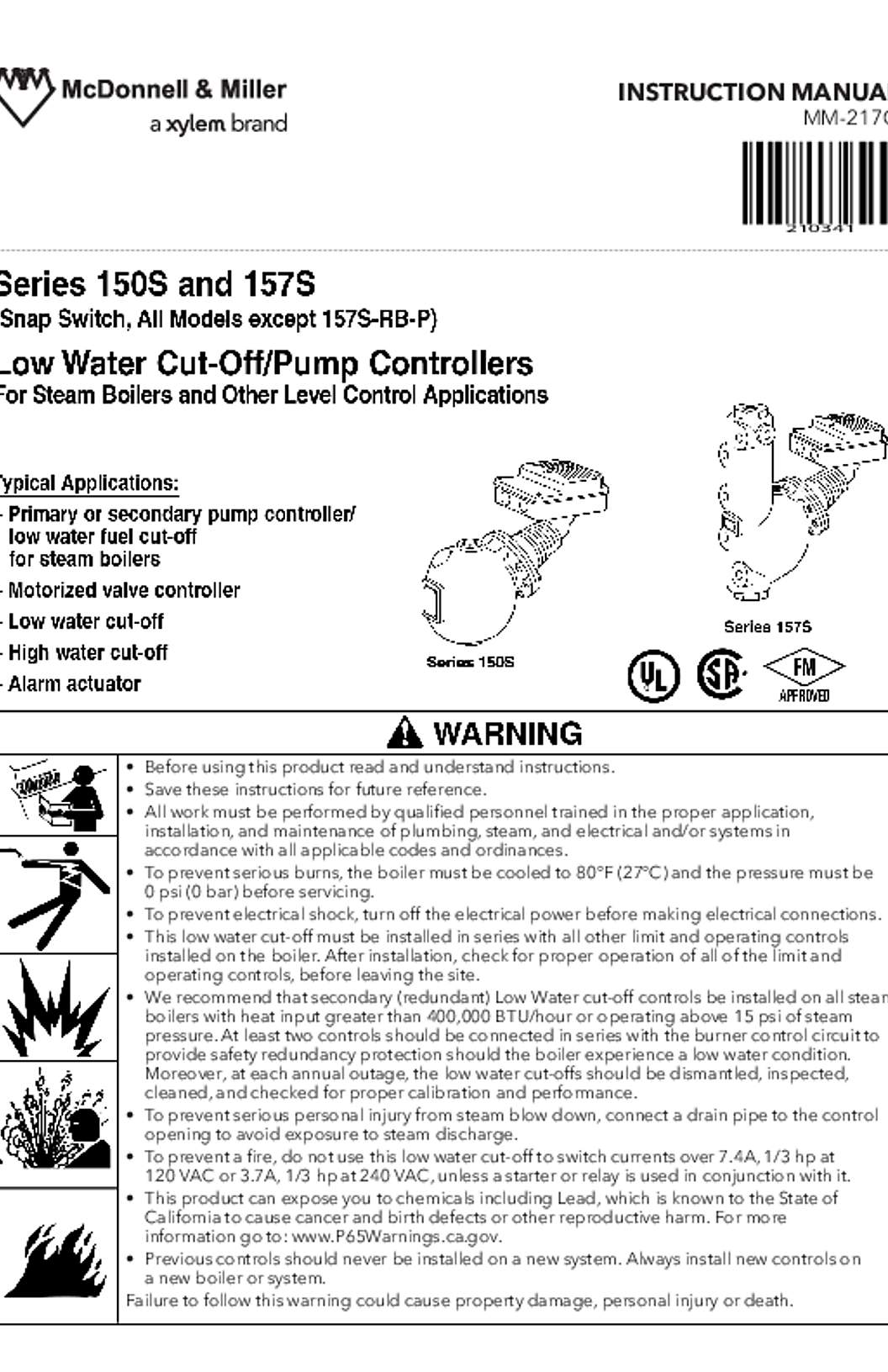 McDonnell & Miller Series 150S & 157S LWCO/Pump Controllers Instruction Manual