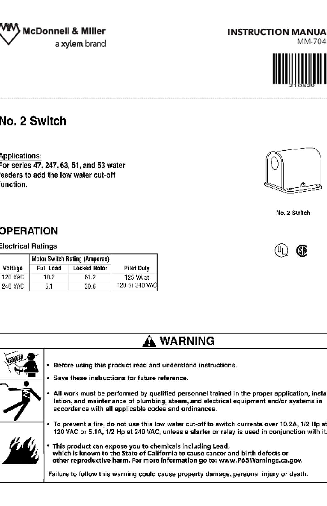 McDonnell & Miller No. 2 Switch Instruction Manual