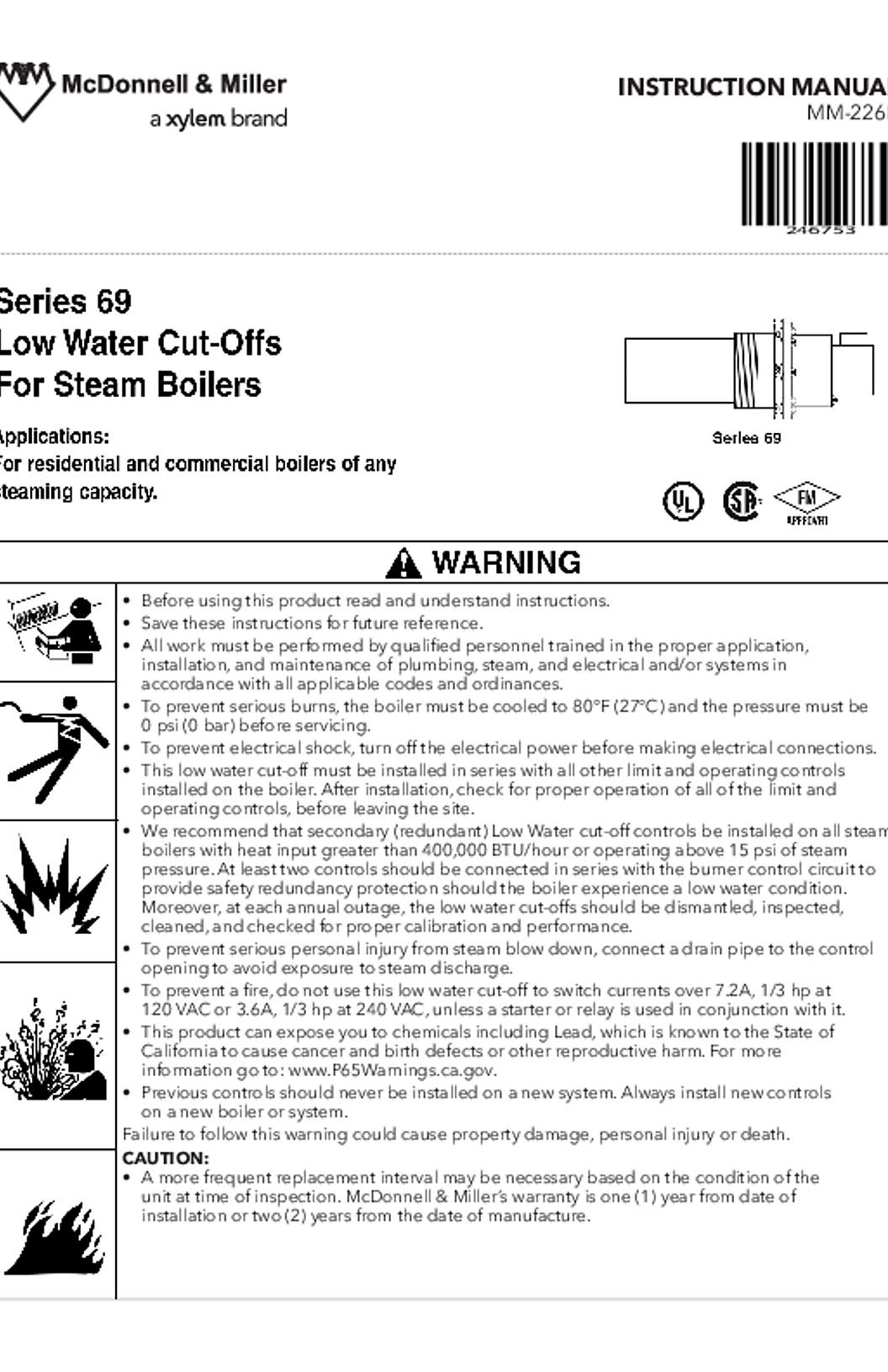 McDonnell & Miller Series 69 LWCOs Instruction Manual