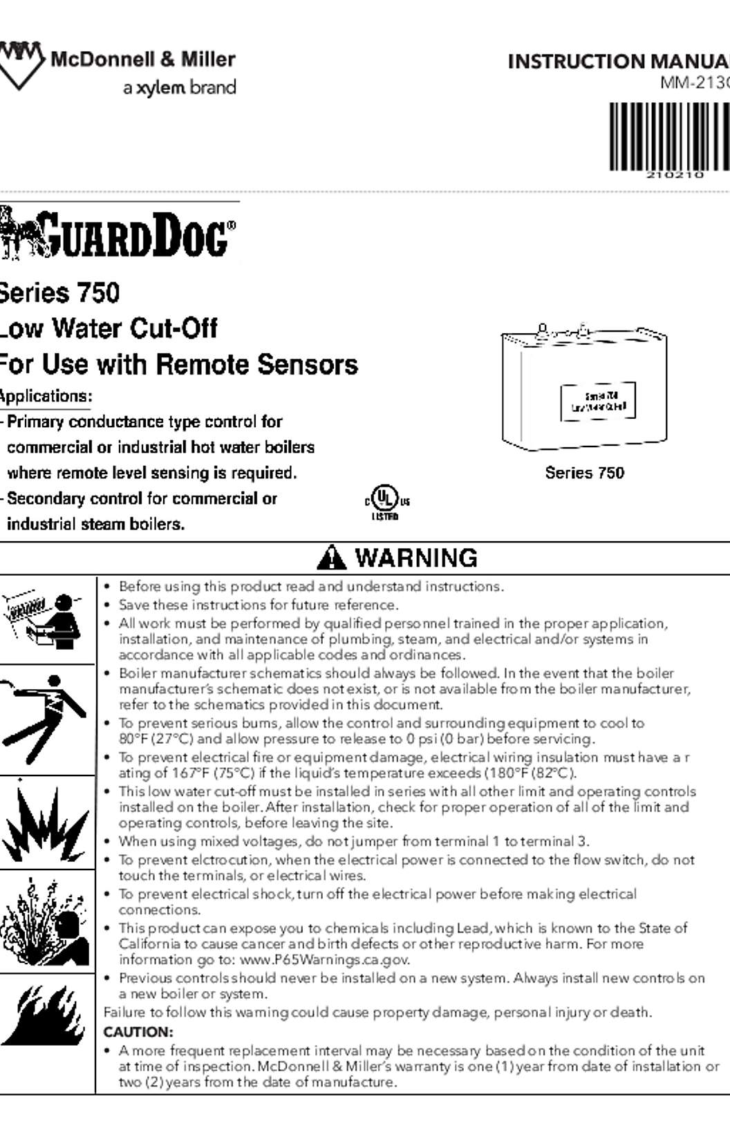 McDonnell & Miller Series 750 LWCOs Instruction Manual