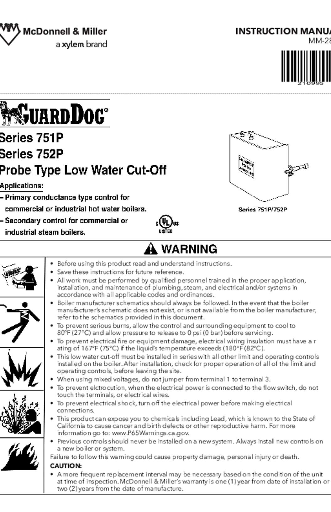 McDonnell & Miller Series 751P/752P LWCOs Instruction Manual